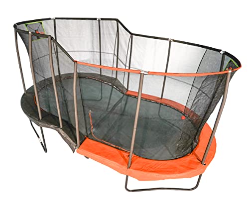 JumpKing 10'x17' Oval Trampoline with Basketball Hoop & Toss Game Black/Orange