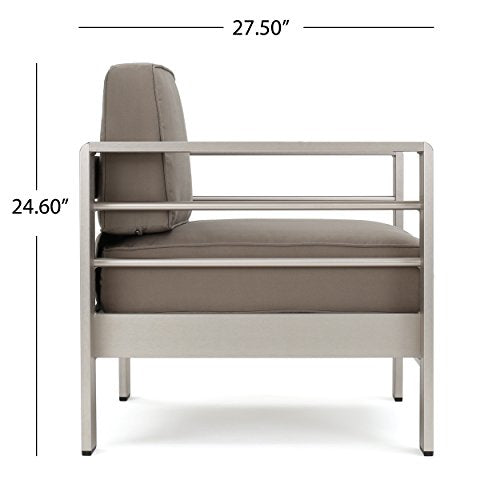 Christopher Knight Home Cape Coral 5-Piece Outdoor Chat Set with Fire Table Grey / Light Grey
