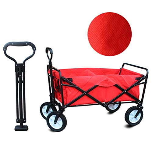 5sssallefaa Pull Along Folding Wagon Aluminium 80kg Portable Garden Cart with 4 Wheels Steel Brakes Forest Camouflage