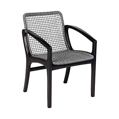 Armen Living Sachi and Brighton 5 Piece Dining Set Dark Eucalyptus and Grey Rope