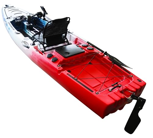 Reel Yaks Reactor 11.5ft Propeller Pedal Drive Fishing Kayak 550lbs Capacity Red White Blue