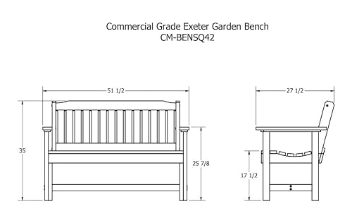 Sequoia Professional Commercial Grade Exeter 4 Foot Garden Bench White