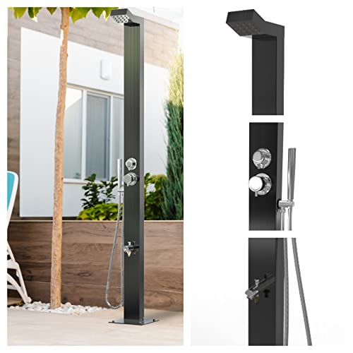 No Worries Products Bondi Black ADA 316 Marine Grade Stainless Steel Outdoor Shower Panel Brushed Stainless Steel