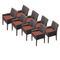 Afuera Living Wicker Patio Arm Dining Chairs Set of 8 Terracotta