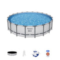 Bestway Steel Pro MAX 20 Foot x 52 Inch Round Above Ground Swimming Pool Set Gray