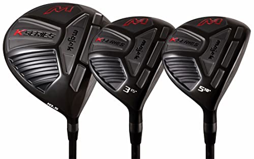 Majek K-Series Big & Tall Men's High Launch 460cc 10.5° Driver and 3 5 Fairway Wood Set Golf Clubs Black