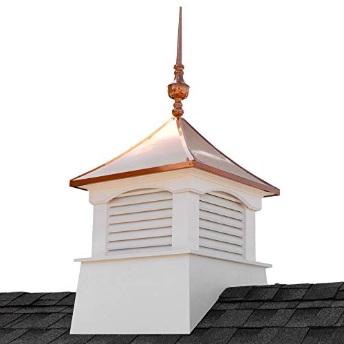 Good Directions 30" Square Coventry Vinyl Victoria Copper Finial Cupola White