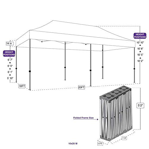 Impact Canopy 10' x 20' Pop-Up Canopy Tent Replacement Aluminum Frame Silver