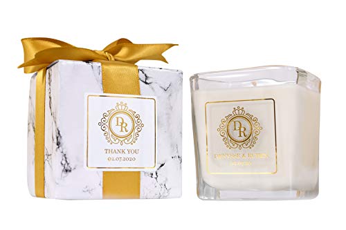 Nice Products Personalized Candle Wedding Favor 7oz All Natural Soy 50 Pcs White Marble