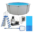 Aquarian Fuzion 24 Ft x 52 in Round Above Ground Swimming Pool Backyard Framed Pool Kit Gray