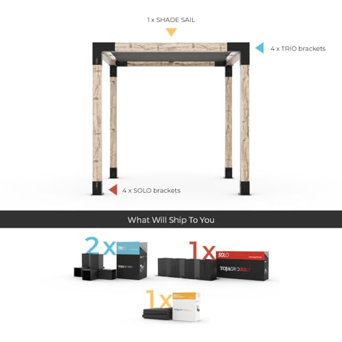 TOJAGRID Pergola Kit with Shade Sail for 6x6 Wood Posts 10x12 Graphite