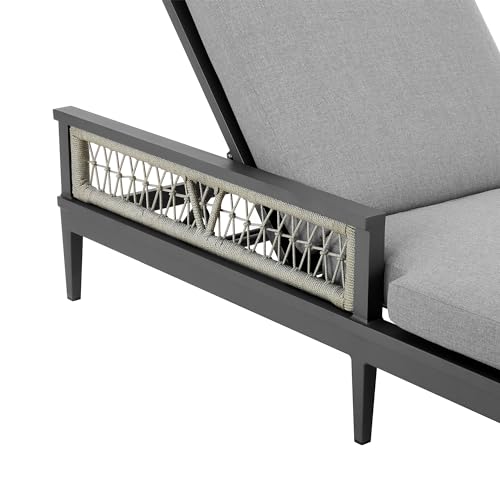 Armen Living Zella Modern Outdoor Patio Chaise Lounge Chair Light Gray