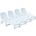 YITAHOME Outdoor Folding Chaise Lounge Chair 6-Position Adjustable Backrest White