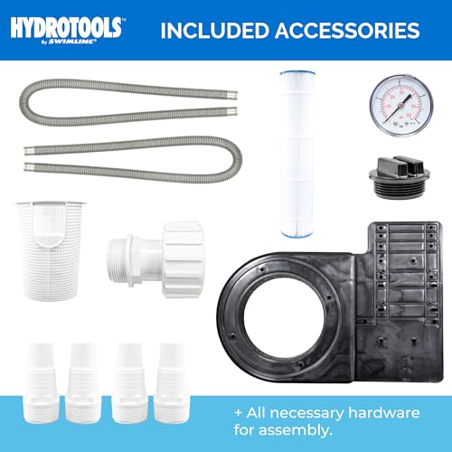 Swimline HYDROTOOLS Sure-Flo Pool Cartridge Filter Pump 100 SQ FT Cleaner System VARIABLE DUAL 2-SPEED 1.5 HP Gray