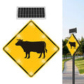 Generic 24" Solar Cow Crossing Sign LED Blinking Black on Yellow