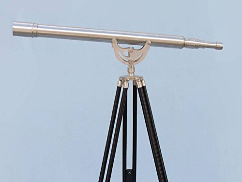 Hampton Nautical Floor Standing Anchormaster Telescope Brushed Nickel 65