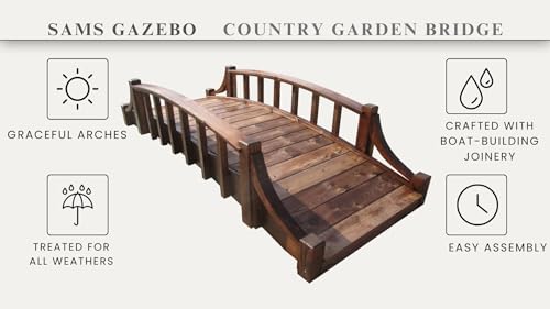 SamsGazebos Country Wood Garden Bridge 6' Brown