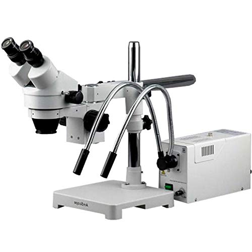 AmScope Professional Binocular Stereo Zoom Microscope with Dual-Gooseneck Fiber-Optic Light