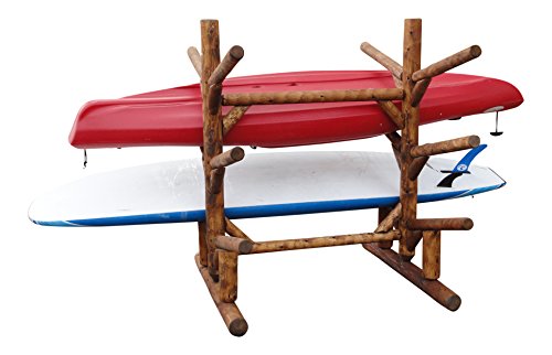 Log Kayak Rack 6 Place Freestanding Kayak and SUP Storage Rack Canyon Brown