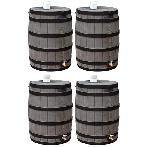Good Ideas Rain Wizard 50 Gallon Water Storage Barrel 4 Pack Brown