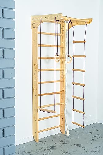 Generic Wooden Sport Swedish Ladder with Pull Up Bar - Fixed Pull Up Bar