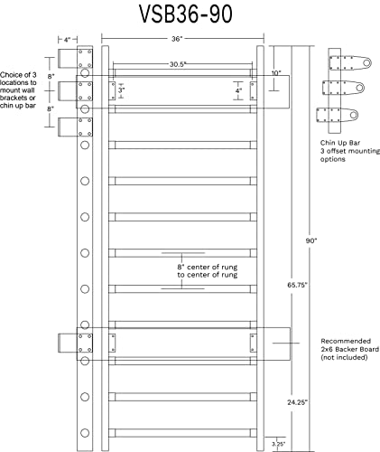Vita Barre VSB36-80 - 36" Wide Stall Bars (Swedish Bars) - 80" Tall