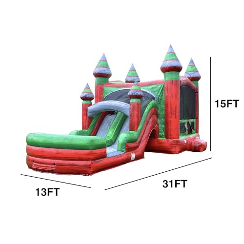 JumpOrange Midnight Commercial Bounce House Water Slide Combo with Blower