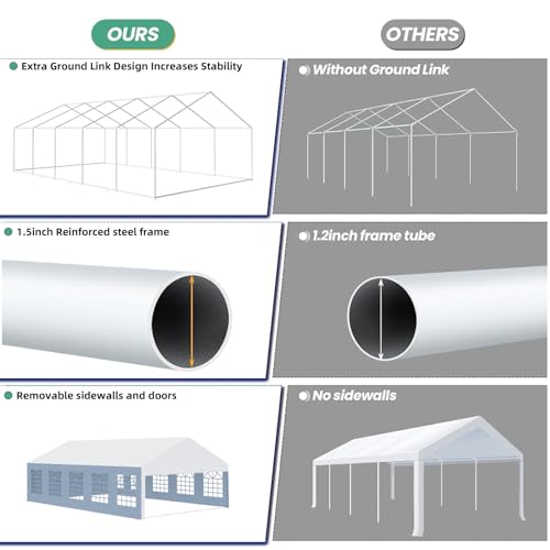 Acekool 20x32 FT Outdoor Tent with Removable Sidewalls White