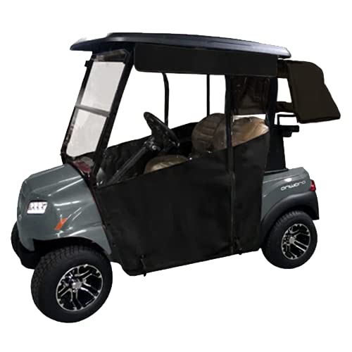 DOORWORKS GOLF CART ENCLOSURES Black Vinyl Golf Cart Cover for EZGO TXT 14+ - Track-Style Marine Grade - Fits Golf Bags, Utility Box or Rear Facing Seat