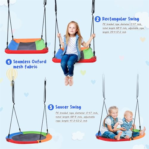 PRODC 5-in-1 Outdoor Toddler Swing Set with Steel Frame