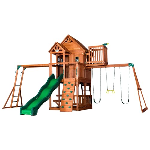 Backyard Discovery Skyfort II Cedar Wood Swing Set Brown
