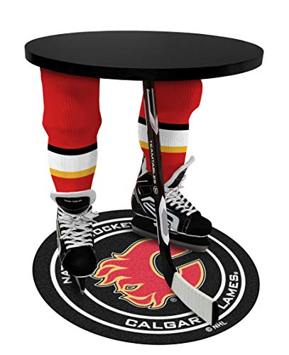 Team Tables Calgary Hockey Table Black Table Top with Puck Mat