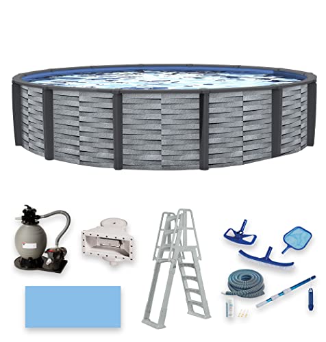 Blue Wave NB19833 Affinity 18-ft Round 52-in Deep Above Ground Swimming Pool Gray