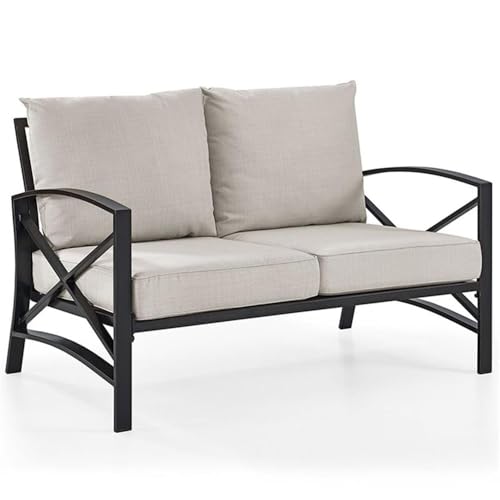 Home Square 2 Piece Metal Patio Loveseat Set Oil Bronze Beige