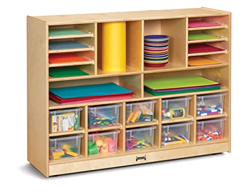 Jonti-Craft Deluxe Sectional Cubbie-Tray Mobile Unit with Clear Trays