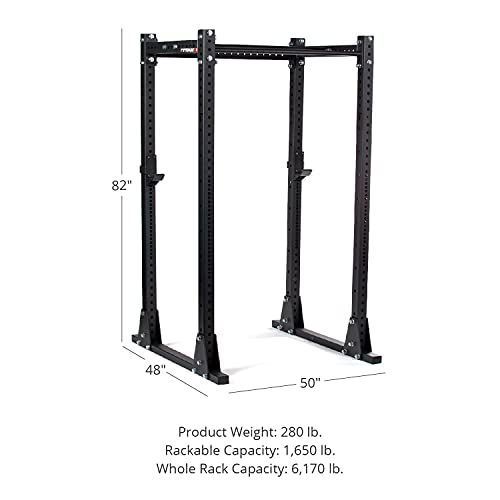Titan Fitness Flat Foot Power Rack X-3 Series 82-in. H 30-in. D with 4 Weight Plate Holders Black