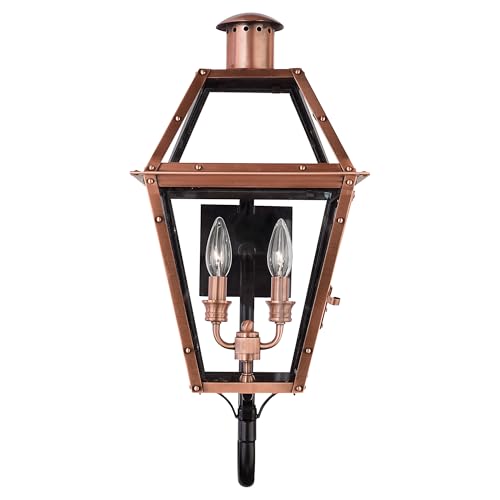 Quoizel Rue De Royal Charleston Outdoor Wall Lantern 23.5 Inch 2-Light Aged Copper