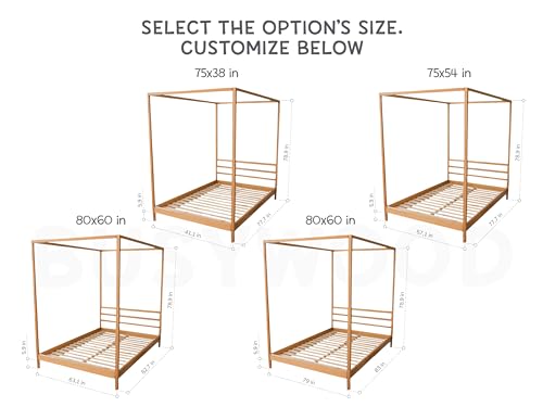BUSY WOOD Wooden Kids Canopy Bed Natural