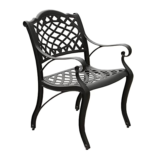 Oakland Living Modern Outdoor Mesh Lattice Aluminum Dining Set with Eight Arm Chairs Black