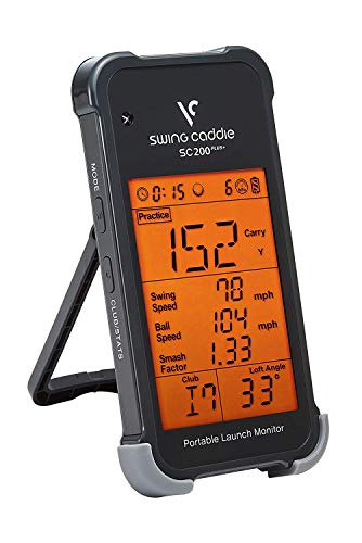 PlayBetter Swing Caddie SC200 Plus+ Portable Golf Launch Monitor Bundle | Protective Case & AAA Batteries | Doppler Radar | Smash Factor, Ball Flight