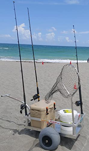 Alumacart Bimini Aluminum Beach Wagon with Four Rod Holders Silver