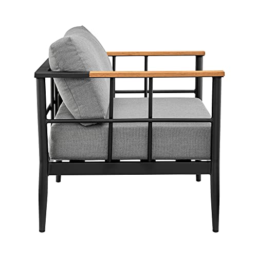Armen Living Shari Modern Outdoor Patio Conversation Set, 4 Piece, Black