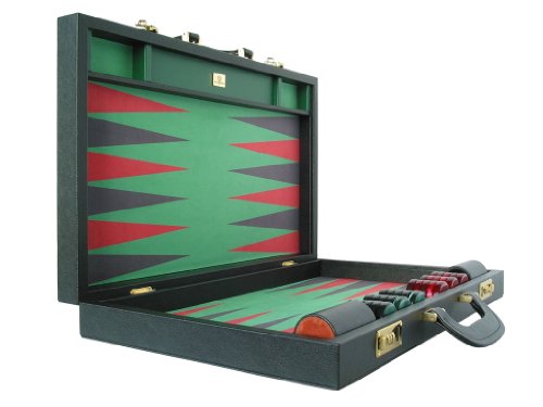 Zaza & Sacci Leather/Microfiber Backgammon Set 23" Large Attache Case Black