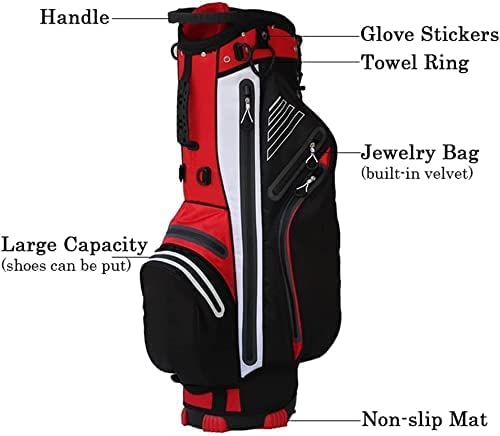 OEIPSMK Waterproof Durable Golf Stand Bag 6-Way Dividers 7 Pockets A