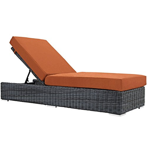 America Luxury - Outdoor Modern Contemporary Urban Design Patio Balcony Chaise Lounge Chair Orange