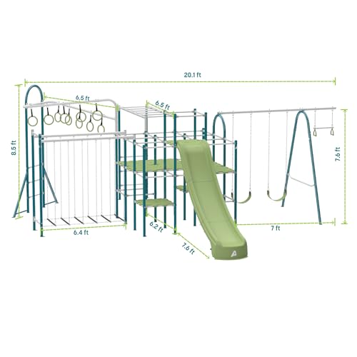 Activplay Modular Jungle Gym Set for Kids - Outdoor Playset with Swing, Slide, Monkey Bars, and Hanging Bridge