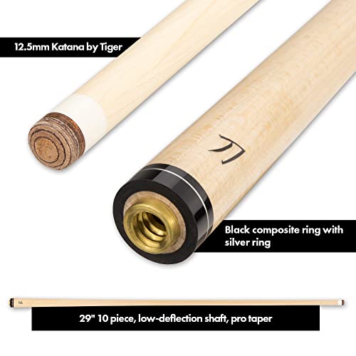 KATANA KAT16 Pool Cue Black with Blue & Grey Inlays 18oz