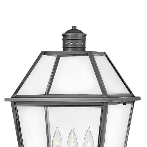Hinkley Nouvelle Collection Three Light Outdoor Medium Post Top/Pier Mount Blackened Brass/Black
