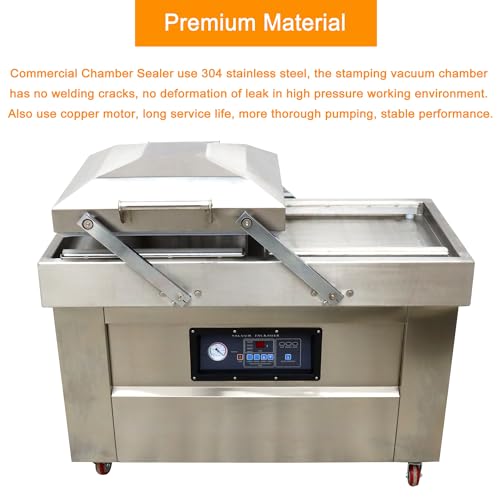 WYDDDARY Double Chamber Vacuum Sealer 1500W Stainless Steel Commercial 19.7inch Sealing Length