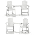 YEFU Tall Adirondack Chair Set of 4 with Connecting Tray, Weather Resistant Patio Stools White